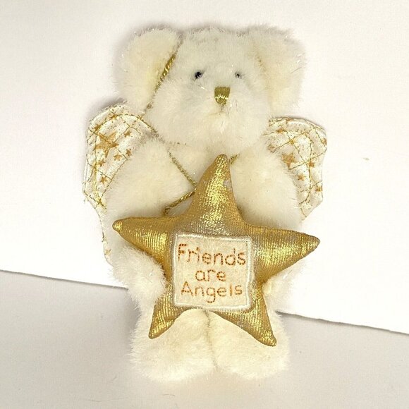 Boyds Bears Friends Are Angels White Gold Star Wings Ornament - Picture 1 of 11